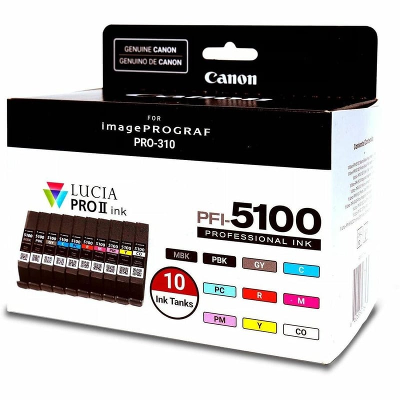 Canon Lucia PRO II PFI-5100 Original Inkjet Ink Cartridge - Value Pack - Matte Black, Photo Black, Gray, Cyan, Photo Cyan, Magenta, Photo Magenta, Yellow, Red, Chroma Optimizer Pack - Thumbnail 3