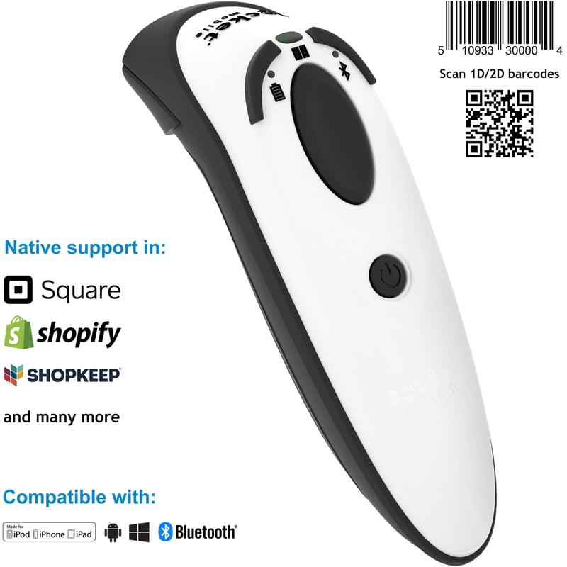 Socket Mobile DuraScan D740, Universal Barcode Scanner, White - Thumbnail 1