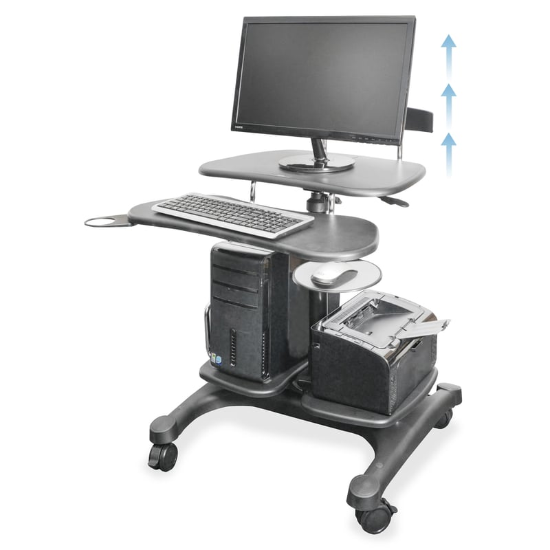 Kantek Mobile Height Adjustable Computer Workstation w/ LCD Mount - Thumbnail 4