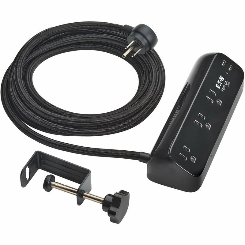 3OUTLET SURGE PROTECTOR 2 USB-C 5-15R 30W PD DESK CLAMP 10FT CORD - Thumbnail 1