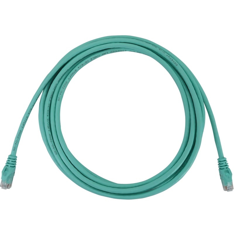 Eaton Tripp Lite Series Cat6a 10G Snagless Molded UTP Ethernet Cable (RJ45 M/M), PoE, Aqua, 15 ft. (4.6 m) - Thumbnail 1