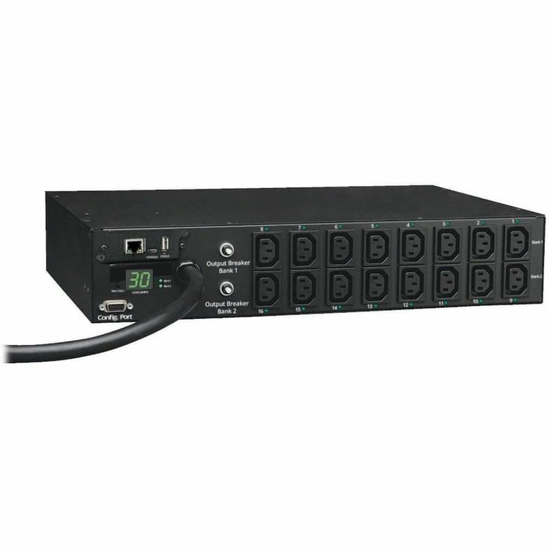 Tripp Lite by Eaton PDU 5.5kW Single-Phase Switched PDU - LX Interface 208/230V Outlets (16 C13) L6-30P Input 12 ft. (3.66 m) Cord 2U Rack-Mount TAA - Thumbnail 1