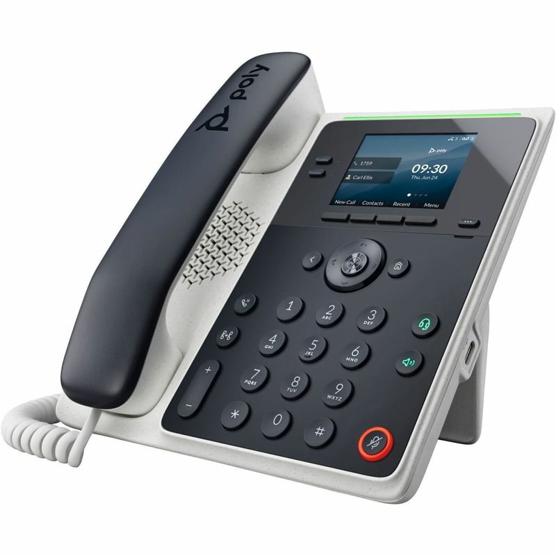 Poly Edge E100 IP Phone - Corded - Corded - Desktop, Wall Mountable - Black - Thumbnail 1