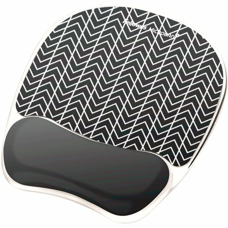 Fellowes Photo Gel Mouse Pad Wrist Rest with Microban - Black Chevron - Thumbnail 3