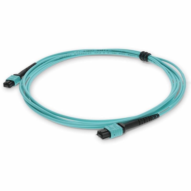 AddOn 3m MPO/UPC (Male) to MPO/UPC (Male) Aqua OM4 OFNR (Riser-Rated) 12-Strand Fiber Patch Cable - Thumbnail 1