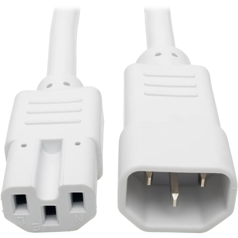 Eaton Tripp Lite Series Power Cord C14 to C15 - Heavy-Duty, 15A, 250V, 14 AWG, 3 ft. (0.91 m), White - Thumbnail 1