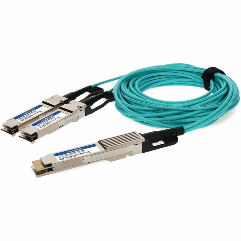 AddOn MSA and TAA Compliant 200GBase-AOC QSFP28-DD to 2xQSFP28 NRZ Active Optical Cable (850nm, MMF, 2m) - Thumbnail 1