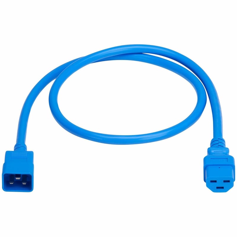 POWER CORD C20 C21 HEAVY-DUTY 20A 250V 12 AWG 3FT BLUE - Thumbnail 1