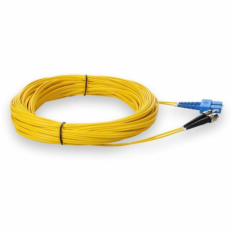 AddOn 12m ST to SC Yellow OS2 Duplex OFNR (Riser-Rated) TAA SMF Fiber Patch Cable