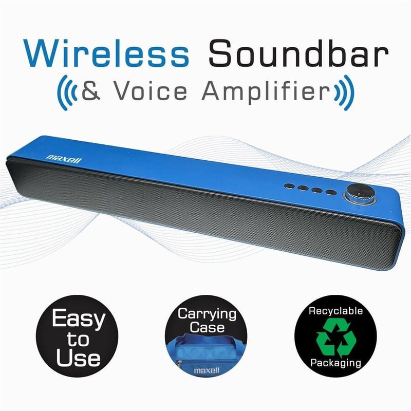 Maxell VAS-1 2.0 Portable Bluetooth Sound Bar Speaker - 3 W RMS - Blue, Black - Thumbnail 4