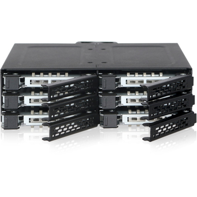 Icy Dock ToughArmor MB608SP-B Drive Enclosure for 5.25" - Serial ATA/600 Host Interface Internal - Black