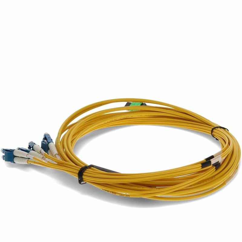 AddOn 10m MPO/APC to 4xLC/UPC Duplex Yellow OS2 OFNP (Plenum-Rated) 8-Strand SMF Fiber Fanout Cable - Thumbnail 3