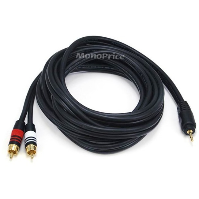 STEREO M TO 2RCA M CABLE 10FT - BLACK