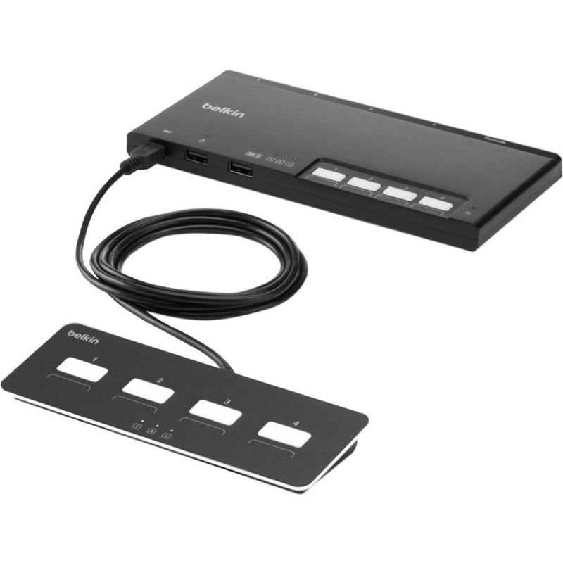 Belkin 4-Port Single Head DVI Modular Secure KVM Switch PP4.0 W/ Remote - Thumbnail 1