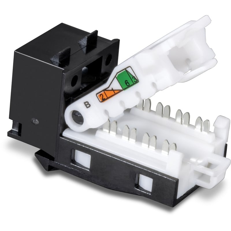 TRENDnet Cat6 Keystone Jack, 25-Pack Bundle, 90 Angle Termination, Compatible with Cat5, Cat5e, & Cat6 Cabling, Color-Coded Labeling for T568B Wiring, Gold-Plated Contacts, Black, TC-K25C6BK - Thumbnail 4
