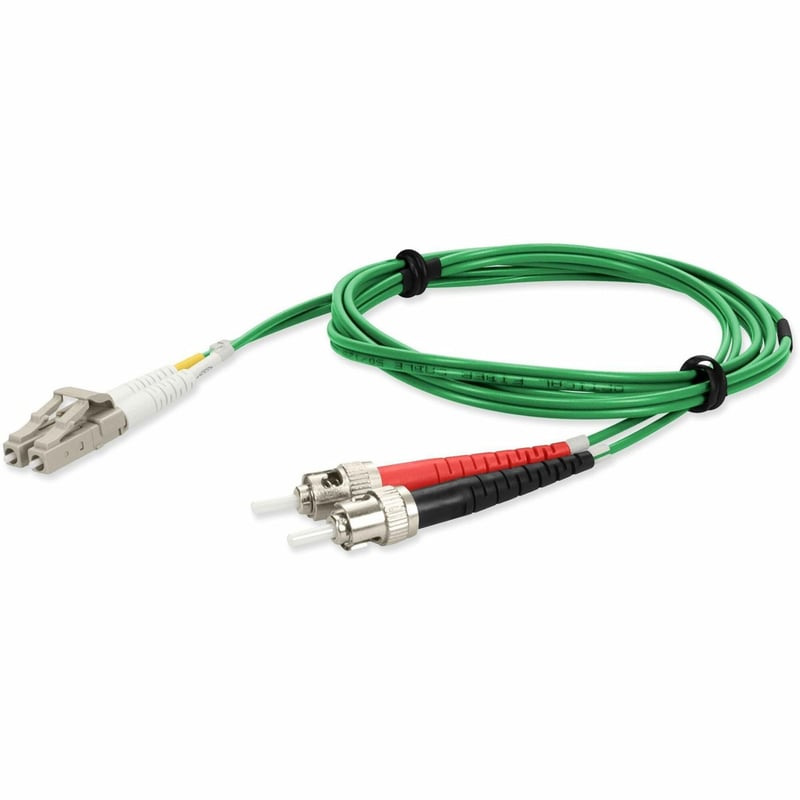 AddOn 2m ST to LC Green OM4 Duplex OFNR (Riser-Rated) TAA Fiber Patch Cable - Thumbnail 1