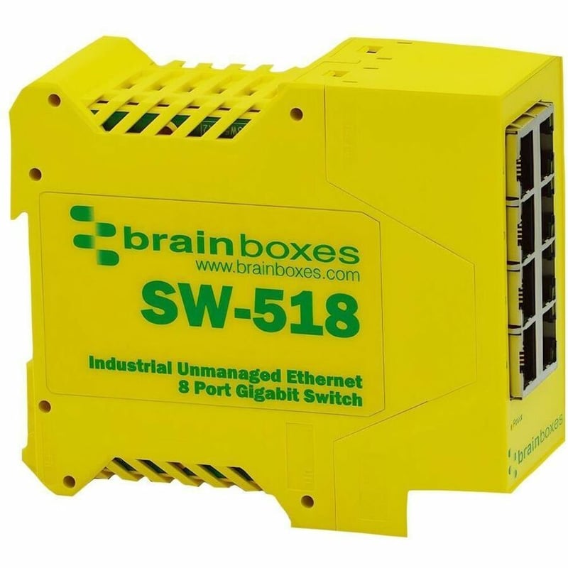 INDUSTRIAL 8 PORT GB ENT SWITCH DIN RAIL MOUNTABLE +5V TO +30V DC - Thumbnail 1