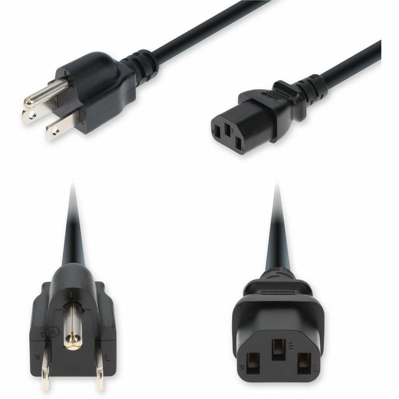 AddOn 2ft NEMA 5-15P Male to C13 Female Standard Commercial 18 AWG 125V at 10A PVC SJT (Service Junior Thermoplastic) Black Power Cable