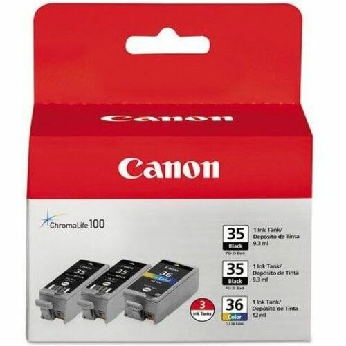 Canon CLI-36/PGi-35 Standard Yield Inkjet Ink Cartridge - Black, Color - 3 / Pack - Thumbnail 1