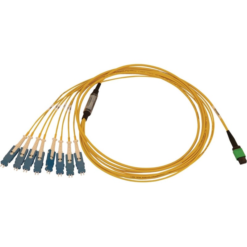 Eaton Tripp Lite Series 40/100/400G Singlemode 9/125 OS2 Breakout Fiber Optic Cable (16F MTP/MPO-APC to 8x Duplex SN-UPC F/M), LSZH, Yellow, 3 m (9.8 ft.) - Thumbnail 2