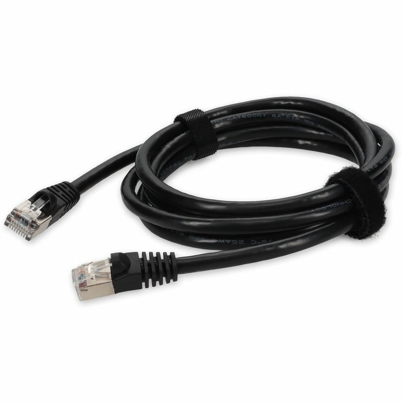 AddOn 10ft Black CAT 6A Shielded PVC Ethernet Cable Snagless Easy Clear Boot RJ-45 M/M - Thumbnail 1