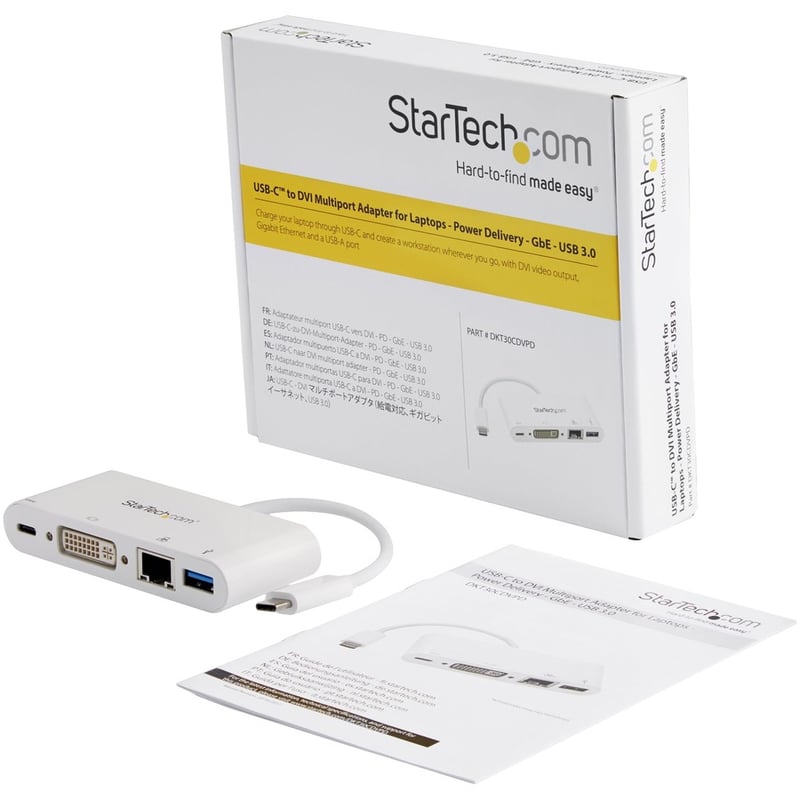 StarTech.com USB C Multiport Adapter to DVI-D (Digital) Video - 60W PD Passthrough/GbE/USB-A - Portable USB Type-C/Thunderbolt 3 Mini Dock - Thumbnail 3