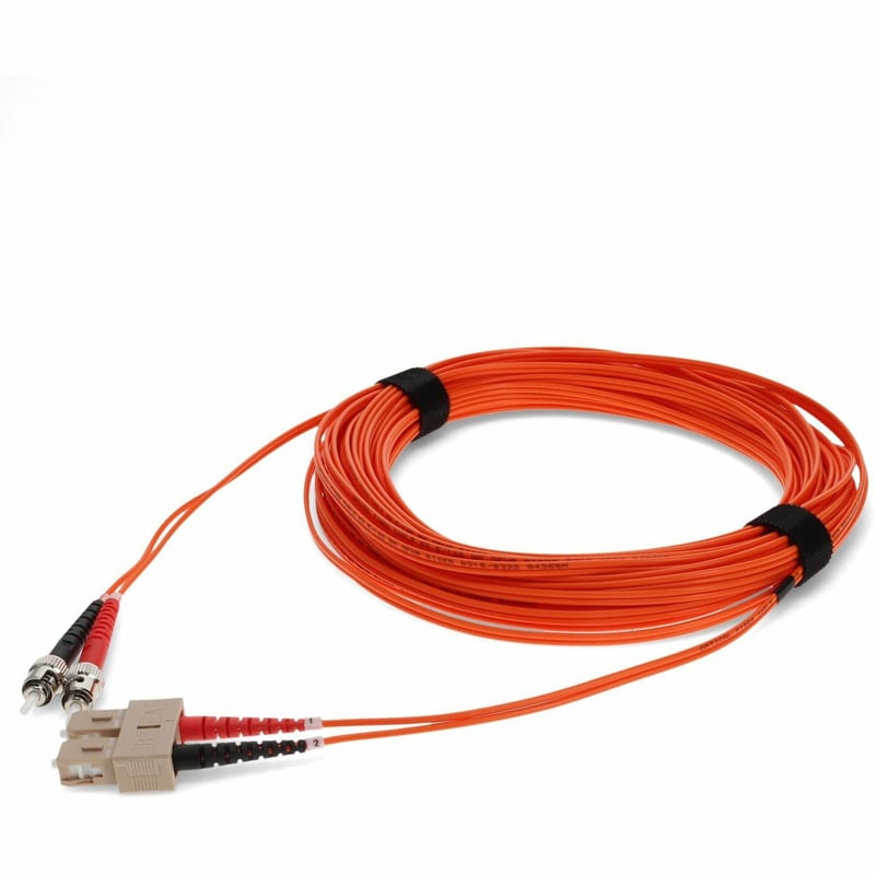 AddOn 25m ST to SC Orange OM1 Duplex OFNR (Riser-Rated) MMF Fiber Patch Cable - Thumbnail 1