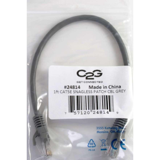C2G 15ft Cat5e Snagless Unshielded (UTP) Network Patch Ethernet Cable-Gray - Thumbnail 5