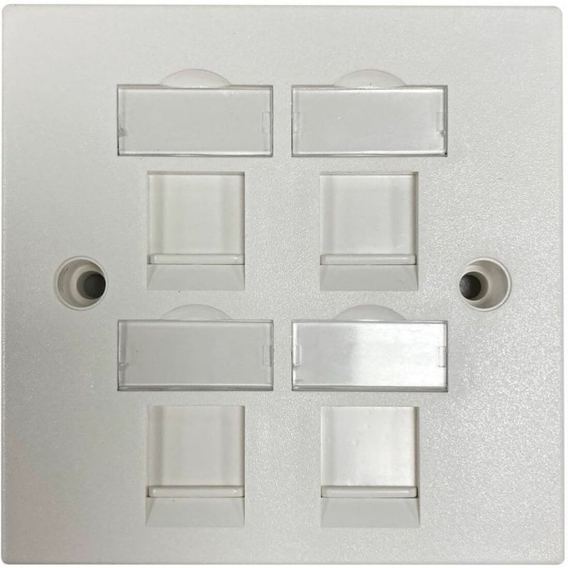 Eaton Tripp Lite Series 4-Port UK-Style Keystone Wall Plate, Unloaded Shuttered Module, White, TAA - Thumbnail 1