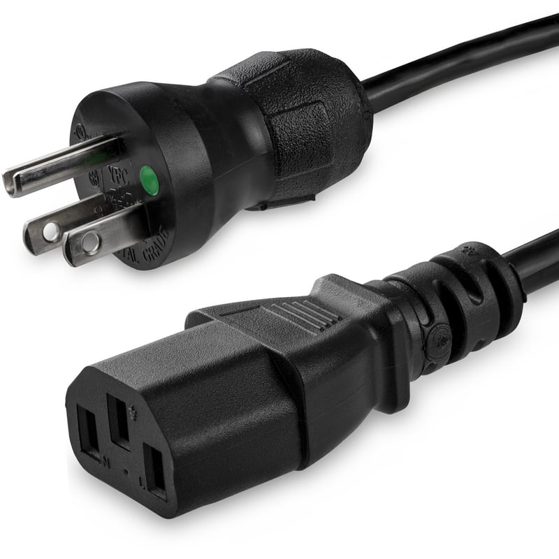 StarTech.com 6ft (2m) Hospital Grade Power Cord, 18AWG, NEMA 5-15P to C13, 10A 125V, Green Dot Medical Power Cable, Monitor Power Cable - Thumbnail 1