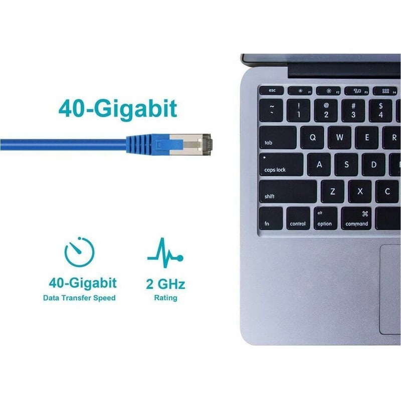 MONOPRICE CAT8 2FT BLUE PATCH CABLE DOUBLE SHIELDED (S/FTP) 28AWG 2GHZ 40G PURE - Thumbnail 4