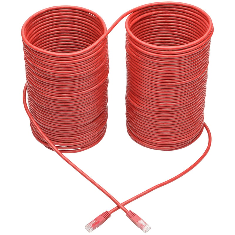 Eaton Tripp Lite Series Cat6 Gigabit Molded (UTP) Ethernet Cable (RJ45 M/M), PoE, Red, 100 ft. (30.5 m) - Thumbnail 2