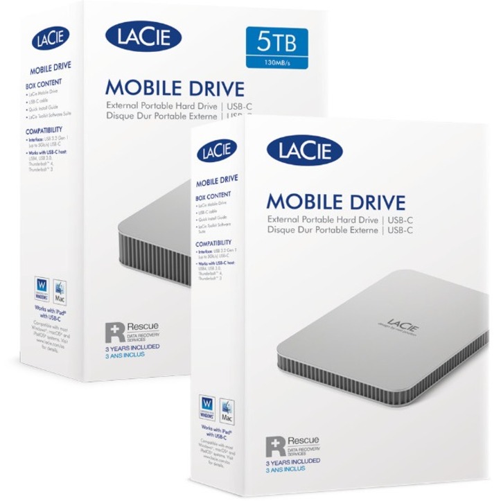 LaCie Mobile Drive Secure STLR5000400 5 TB Portable Hard Drive - 2.5" External - Space Gray - Thumbnail 5