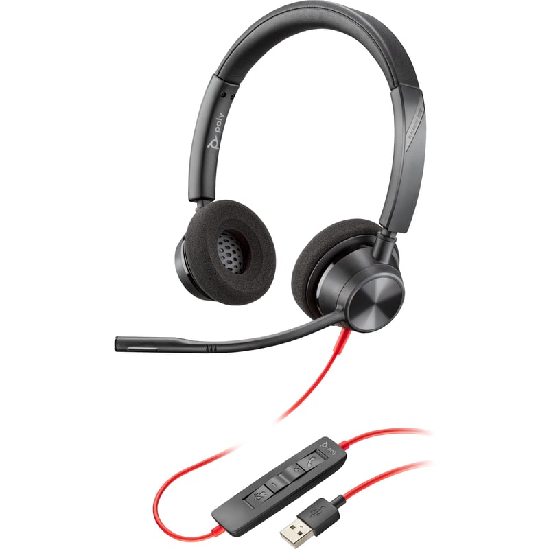 KIT POLY BLACKWIRE 3320 USB-A H DUAL-EAR HEADSET W BOOM MIC - USB-A - Thumbnail 1