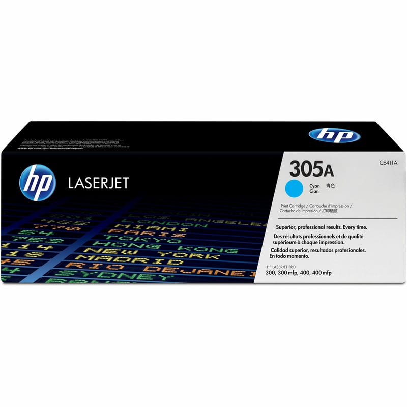 HP 305A (CE411A) Original Standard Yield Laser Toner Cartridge - Single Pack - Cyan - 1 Each - Thumbnail 1