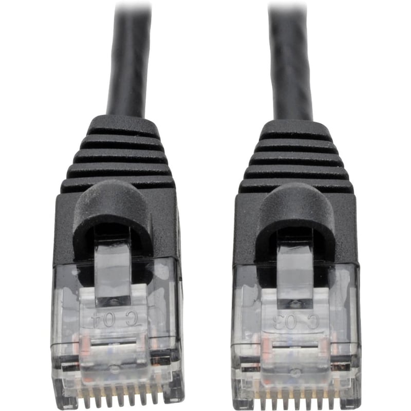 Eaton Tripp Lite Series Cat6a 10G Snagless Molded Slim UTP Ethernet Cable (RJ45 M/M), Black, 2 ft. (0.61 m) - Thumbnail 1
