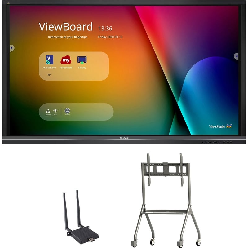 ViewSonic ViewBoard IFP7550-E4 - 4K Interactive Display with WiFi Adapter and Slim Trolley Cart - 350 cd/m2 - 75" - Thumbnail 1