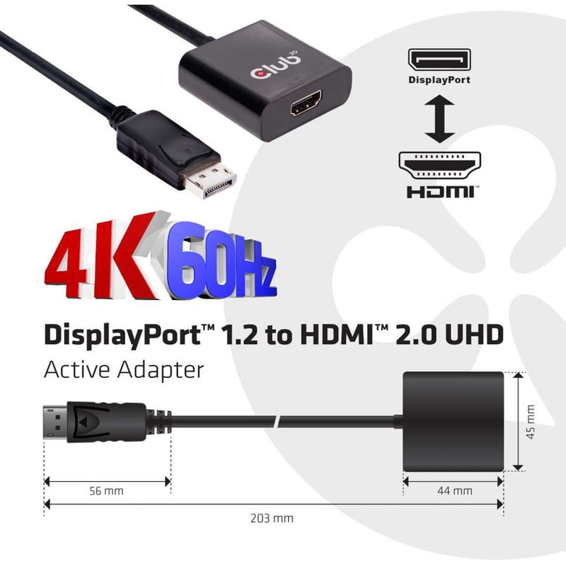 Club 3D DisplayPort 1.2 to HDMI 2.0 UHD Active Adapter - Thumbnail 4