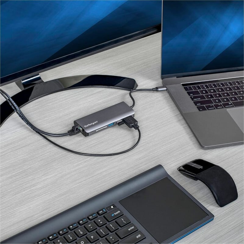 StarTech.com USB C Multiport Adapter - USB Type-C Travel Dock to 4K HDMI, 3x USB Hub, SD, GbE, 60W PD 3.0 Pass-Through - Mini Laptop Dock - Thumbnail 2