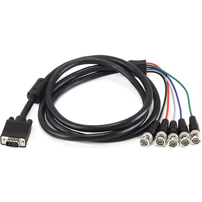 Monoprice VGA HD-15 to 5 BNC RGB Video Cable for HDTV Monitor cable - 6FT (Black) - Thumbnail 1