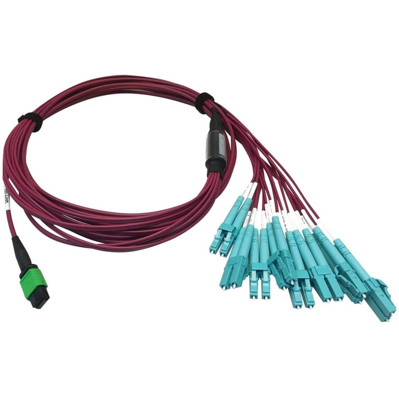 Tripp Lite by Eaton 400G Multimode 50/125 OM4 Plenum Fiber Optic Breakout Cable 16F MTP/MPO-APC to (x4) LC Duplex (F/M) Magenta 3 m - Thumbnail 2