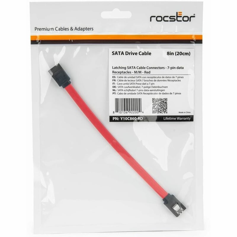 8IN LATCHING SATA CONNECTORS 7-PIN DATA RECEPTACLES - M/M - RED - Thumbnail 5