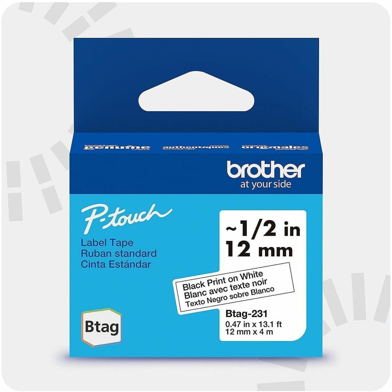 12MM 4M BTAG BLACK ON WHITE UNLAMINATED - Thumbnail 1