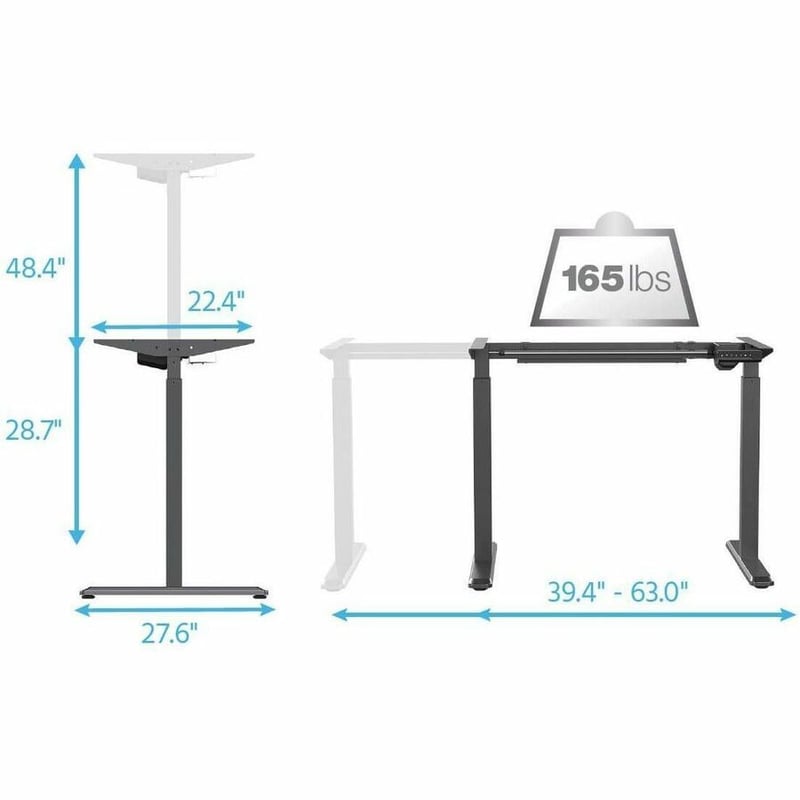 SIT-STAND DESK, FRAME ONLY, 1-MOTOR, BLACK - Thumbnail 4