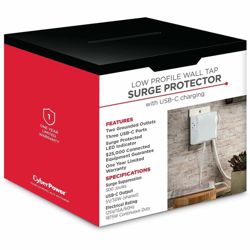 CyberPower P2WUC3 Wall-Tap Surge Protector - Thumbnail 5