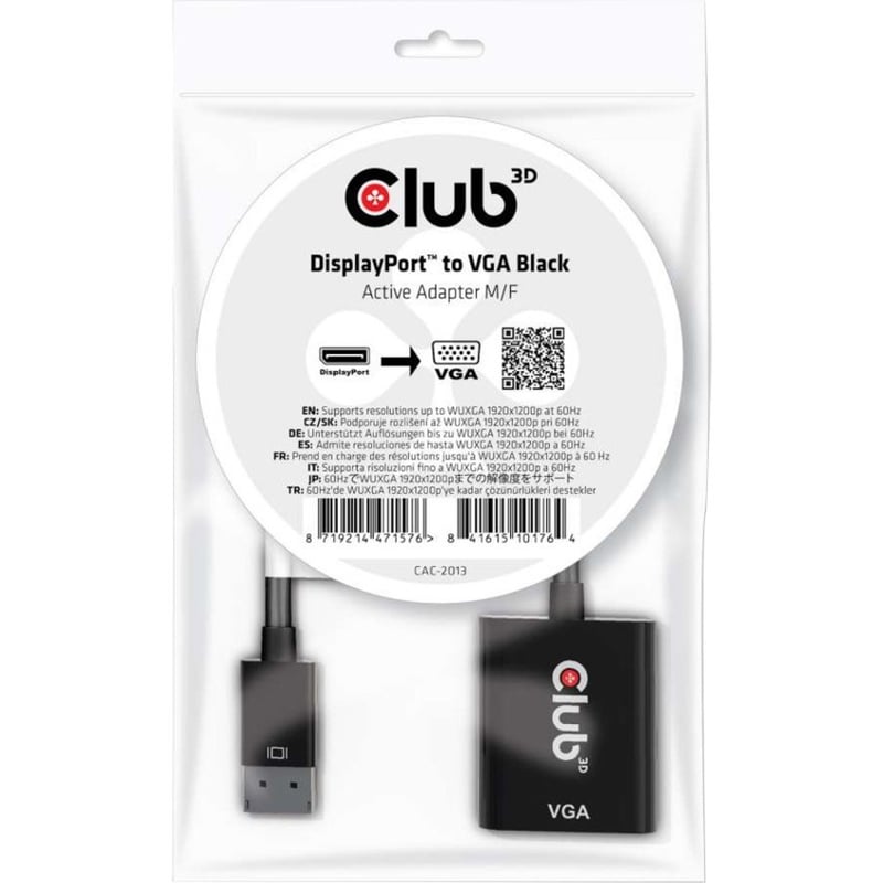Club 3D DisplayPort to VGA Black Active Adapter M/F - Thumbnail 2