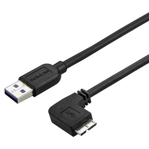 StarTech.com 1m 3 ft Slim Micro USB 3.0 (5Gbps) Cable - M/M - USB 3.0 A to Right-Angle Micro USB - USB 3.2 Gen 1 - Thumbnail 1