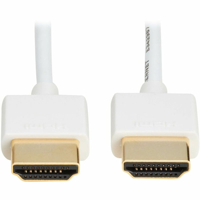 SLIM HDMI CABLE W ETHERNET VIDEO/AUDIO UHD 4K M/M WHITE 3FT - Thumbnail 2