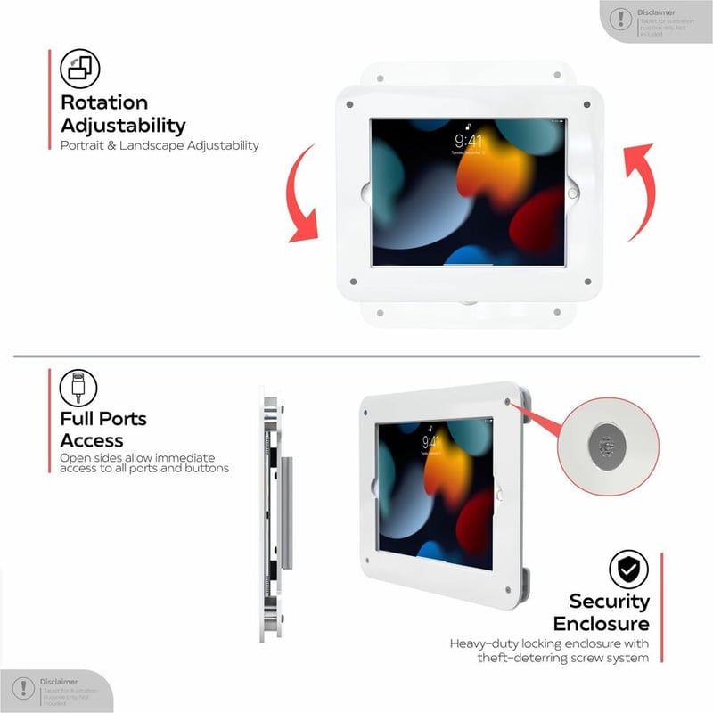 CTA Digital Acrylic Security Enclosure Wall Mount for iPad 10.2 Series, iPad Air 3, and iPad Pro 10.5 (White) - Thumbnail 3