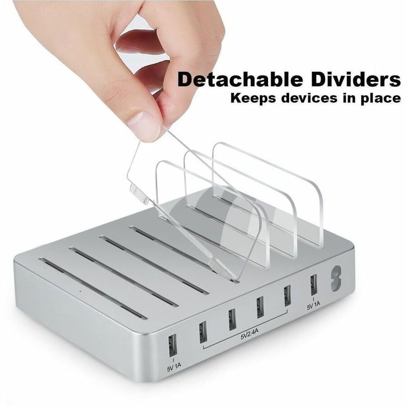 50W 6 PORT CHARGING STATION USB A MULTIPORT CHARGING STATION - Thumbnail 2